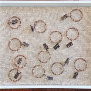 30 total Copper Curtain/ Display Rings with Clips